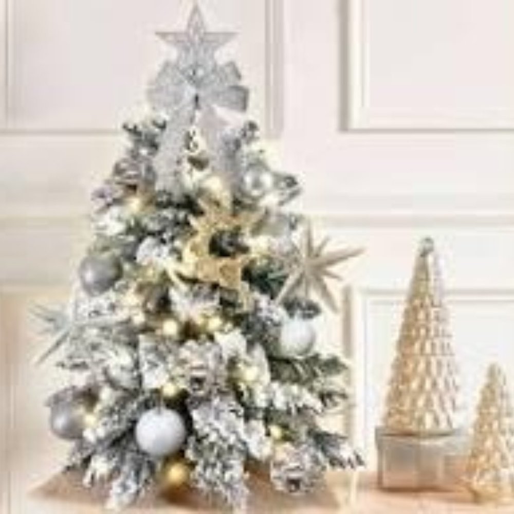 Mini Silver Decorated Christmas Tree with Lights